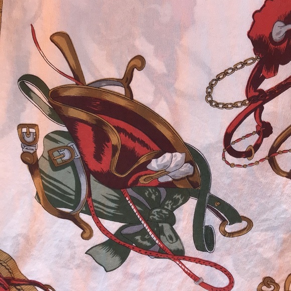 Silk horse patterned blouse L - Picture 3 of 5